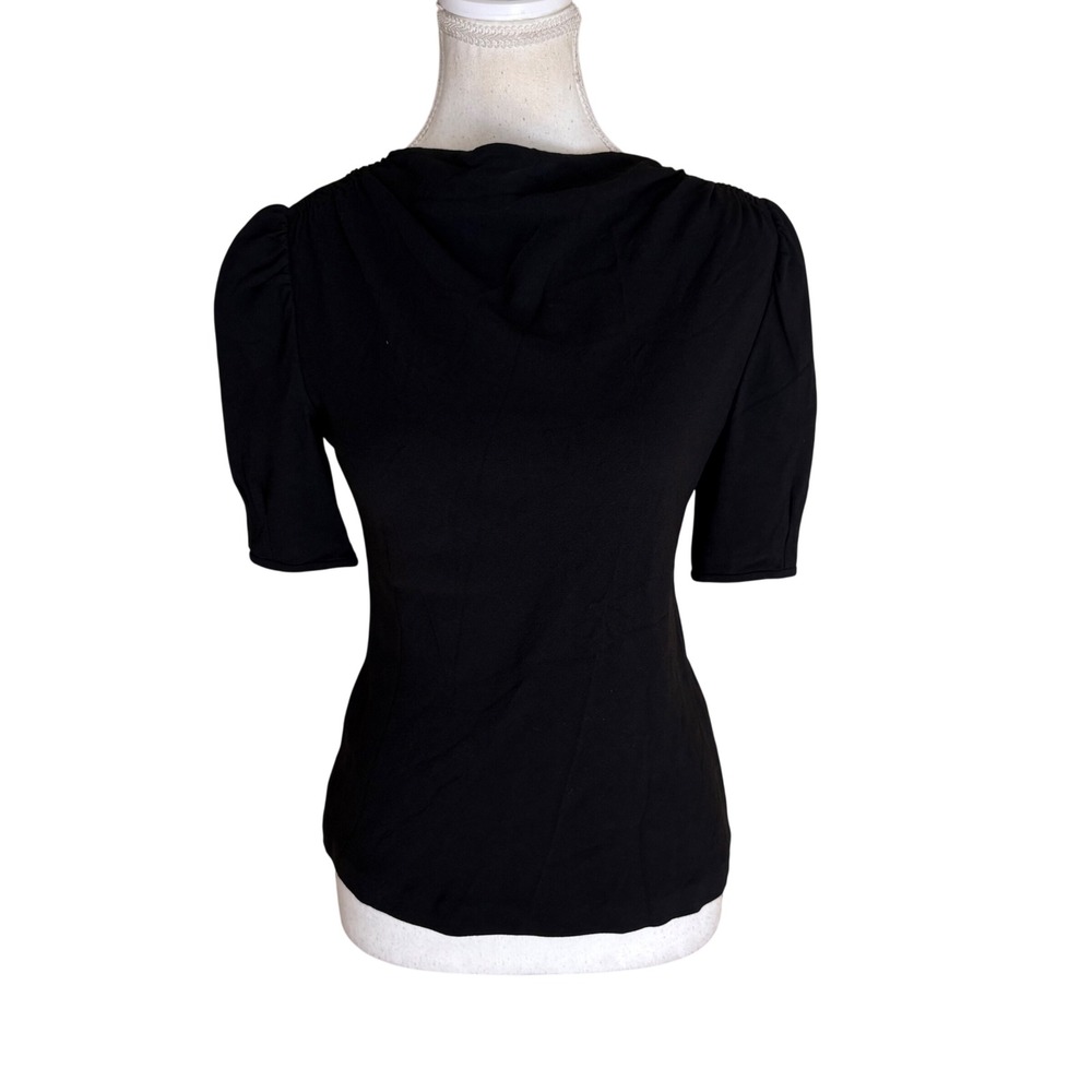 RALPH LAUREN PURPLE LABEL Black Short Sleeve Blouse Size XS